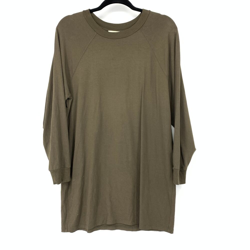 Wilfred Free Aritzia Long Sleeve Crew Neck Tunic Dress Womens Sz 1 US S Olive